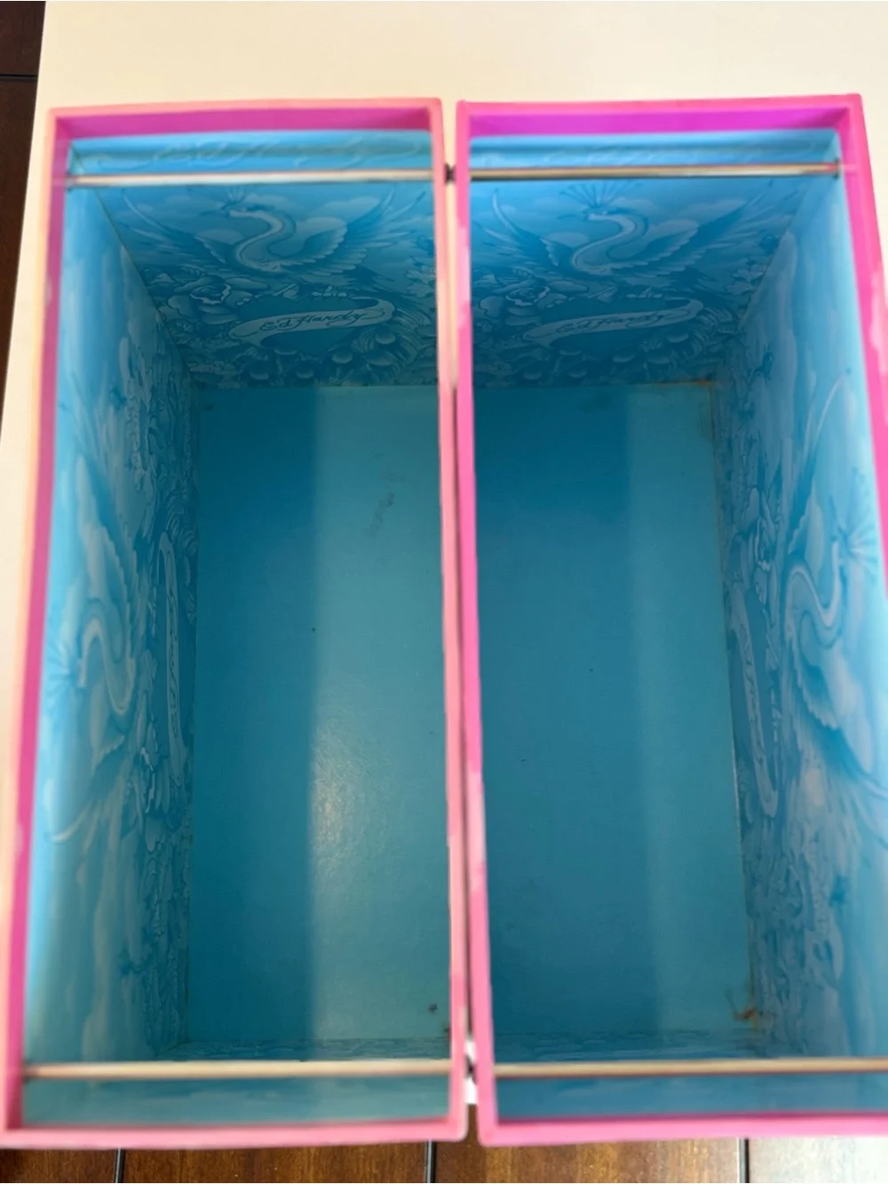 Ed Hardy x Lisa Frank Peacock Hanging File Box Set of 2 Office Storage Rare
